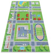 Detský koberec protišmykový BAMBINO 2624 Mesto, zelený / sivý