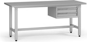 Výškovo nastaviteľný dielenský stôl G5, 1800 x 750 x 800-1000 mm, 1x kontajner, 2 zásuvky, sivá
