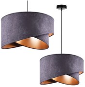 Závesné svietidlo Mediolan, 1x šedé/zlaté textilné tienidlo