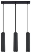 Závesné svietidlo Karbon, 3x čierne kovové tienidlo