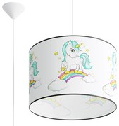 Detské závesné svietidlo Unicorn, 1x plastové tienidlo so vzorom, (fi 40cm)