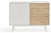 Nízka komoda v dekore duba v bielo-prírodnej farbe 108x80 cm Sierra – Teulat