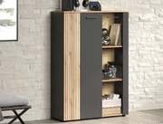 Presklená skrinka Esteban, antracit/dub evoke%