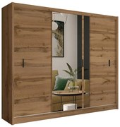 Šatní skriňa so zrkadlom SABRINA 250x215 cm dub woltan