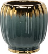 Keramický obal na květináč Gaya 28 cm zeleno-zlatý