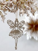 Champagne vianočné dekorácie anjel Angel glitter - 9*14 cm