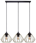 Luster na lanku CEED GOLD 3xE27/60W/230V čierna/zlatá
