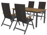 Livarno home Hliníkový záhradný stôl Valencia, hnedý/čierny + Skladacie kreslo Valencia, hnedé, 4 kusy  (800008286)