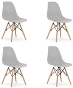 Set 4 stoličiek OSAKA sivé / čierne nohy