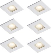 Sada 6 moderných zapustených bodových svetiel biela štvorcová IP44 - Qure