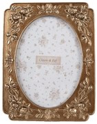 Zlatý antik fotorámik s ružičkami - 14*2*19 cm / 10*15 cm