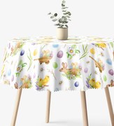 Goldea veľkonočný okrúhly teflónový obrus - symboly veľkej noci Ø 100 cm