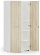 Kancelárska policová skriňa PRIMO WHITE s dverami, 800 x 500 x 1781 mm, biela/dub prírodná