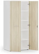 Kancelárska policová skriňa PRIMO WHITE s dverami, 800 x 500 x 1781 mm, biela/dub prírodná
