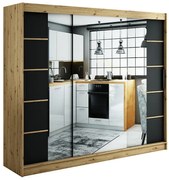 Skriňa Halifax V4 250 Dub Artisan/čierna/Zrkadlo