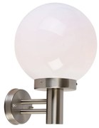 Moderná vonkajšia nástenná lampa z nehrdzavejúcej ocele s plastovou guľou IP44 - Sfera