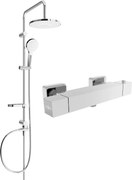 Mexen Erik stenová sprchová súprava s dažďovými tryskami a sprchovou termostatickou batériou Cube, chrómová - 77200205-00