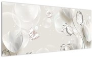 Obraz - Tulipány medzi bublinami (120x50 cm)