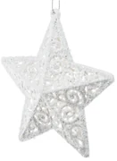 Vianočná ozdoba Carlita Hviezda biela, 11,5 x 11,5 x 2 cm, plast