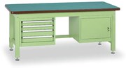 Dielenský stôl GL so závesným boxom a skrinkou na náradie, MDF x PVC doska, 4 zásuvky, 1 skrinka, 1800 x 750 x 800 mm