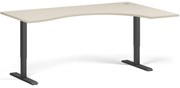 Ergonomický výškovo nastaviteľný stôl, 180x120 cm, 2 motory, L/P, čierna podnož, breza