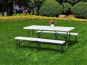 Biela sada cateringového banketového stola 180 cm + 2 lavice