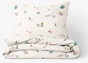 Goldea bavlnené posteľné obliečky - zimné radovánky 140 x 200 a 70 x 90 cm