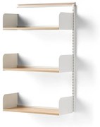 Nástenný regál SHAPE, príd. sekcia, laminát. police, V 1237 mm, biela/breza