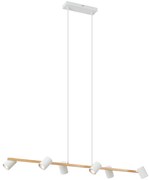 Inteligentné závesné svietidlo drevené s bielym obdĺžnikovým 6-svetlom vrátane Wifi GU10 - Jeana Straight