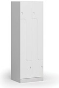 Kovová šatníková skrinka S1 Z, 4 oddiely, 1850 x 600 x 500 mm, demont, cylindrický zámok, laminované dvere, biela