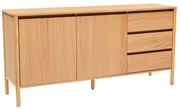 Komoda Blair 160 cm, prírodný dub, 3 zásuvky a skrinka (SB01)
