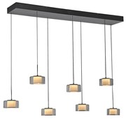 Závesná lampa čierna s dymovým sklom vrátane LED 7-svetiel Easylift - Rika