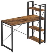 Písací stôl SOLEA s policami, hnedo-čierny