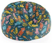 Sedací vak Cocoon mačky s rybkami - detský, farebná