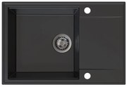 Sink Quality Sink55, kuchynský granitový drez 680x460x215 mm + grafitový sifón, čierna, SKQ-SINK.C.1KDO.XB