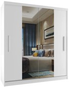 Šatníková skriňa 133 cm Belini biely mat s posunými dverami a zrkadlom  ME SZP2/2/W/W/0/AL