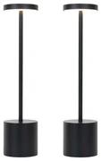 Set of 2 Outdoor Table Lamps Black Incl. LED and Dimmer Rechargeable - Dupont