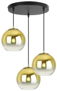 Závesné svietidlo Bergen Gold, 3x zlaté/transparentné sklenené tienidlo (fi 15cm), o