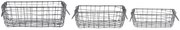 Sada 3 šedých drôtených košíkov s ušami - 30 * 30 * 10, 27 * 27 * 9, 24 * 24 * 8cm