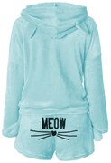 Verk 24556 Chlpaté dámske pyžamo MEOW veľ. M, tyrkysová