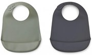 Liewood Silikónový podbradník Tilda 2ks: Faune green - Stone grey