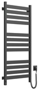 Kúpeľňový rebríkový radiátor s termostatom LARGO 541W/230V 120,6 cm IP44, čierny, pravostranné prevedenie