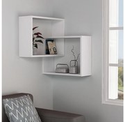 Rohová nástenná polica RING 68x68 cm biela