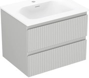 Mexen Rivel, kúpeľňová skrinka 60 cm s umývadlom Vela, 2 zásuvky, drážkovaná, sivá matná/biela, 91A20-06047-2-BFF62-W23M01