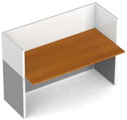 Kancelársky písací stôl PRIMO s paravánmi, magnetická tabuľa, 1 miesto, sivá/čerešňa