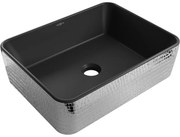 Mexen Catia, umývadlo na dosku 48x37x14 cm, čierna matná-strieborný vzor, 21314872