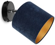 Bodové svietidlo Mediolan, 1x modré/ zlaté textilné tienidlo, (výber z 2 farieb konštrukcie- možnosť polohovania)