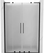 Mexen Velar L Duo, posuvné sprchové dvere do otvoru 140 cm, 8mm sklo námraza, čierna matná, 871-140-003-32-70