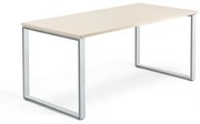 Kancelársky pracovný stôl QBUS, O-rám, 1600x800 mm, breza/strieborná