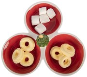 Bielo-červená servírovacia trojmiska so stromčekom - 26*24*10 cm